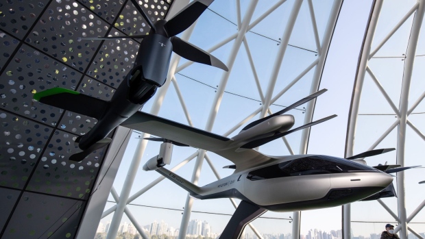 A model of the Uber S-A1 Air Taxi. Photographer: SeongJoon Cho/Bloomberg