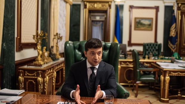 Volodymyr Zelenskiy at the presidential office in Kiev, Ukraine. Photographer: Alexey Furman/Bloomberg
    