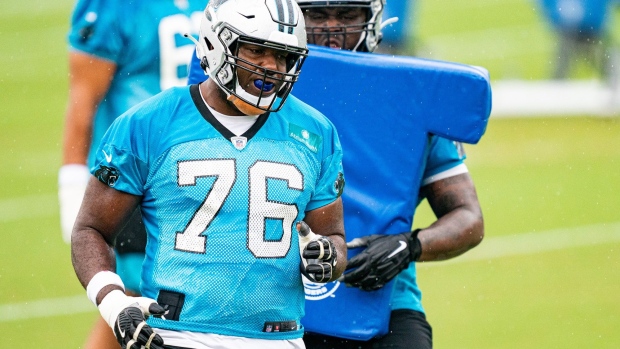 Russell Okung during the Carolina Panthers Training Camp.