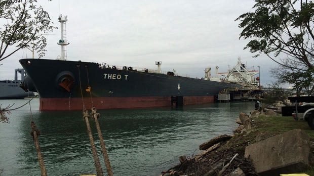 The Theo T oil tanker docked at a NuStar facility in Corpus Christi, Texas, on Dec. 31, 2015.