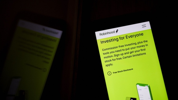 The Robinhood website home screen on a smartphone. Photographer: Gabby Jones/Bloomberg