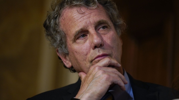 Senator Sherrod Brown, a Democrat from Ohio, listens during a news conference calling for the vote in senate on house-passed H.R. 8, Bipartisan Background Checks Act, at the U.S. Capitol in Washington, D.C., U.S., on Monday, Sept. 9, 2019. The Bipartisan Background Checks Act would require any firearm transfer between unrelated, unlicensed individuals — such as participants at a gun show — to be conducted through a licensed dealer, who is required to perform the background check on the recipient.