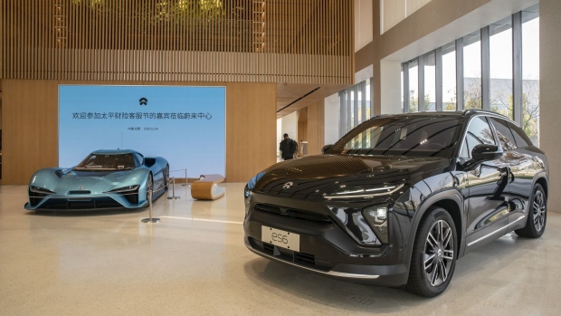 Nio ES6 electric sport-utility vehicle, right, and EP9 electric sports vehicle