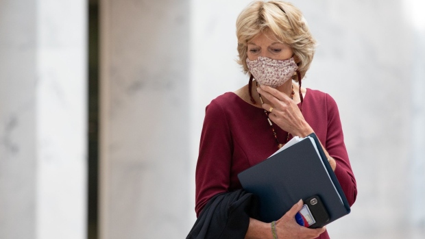 Senator Lisa Murkowski, a Republican from Alaska, wears a protective mask at the U.S. Capitol in Washington, D.C., U.S., on Tuesday, Sept. 22, 2020. Senate Republicans are moving quickly to set their strategy for confirming President Trump's Supreme Court nominee, with the senators focusing on whether they can move fast enough to get it done before Election Day in six weeks.