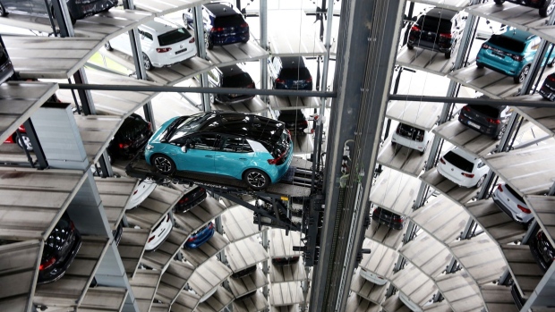 Bloomberg Best of the Year 2020: A new Volkswagen AG (VW) ID.3 electric automobile inside one of the automaker's Autostadt delivery towers at the VW headquarters in Wolfsburg, Germany, on Monday, Oct. 26, 2020. Photographer: Liesa Johannssen-Koppitz/Bloomberg