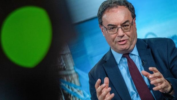 Andrew Bailey, chief executive officer of Financial Conduct Authority, gestures while speaking during a Bloomberg Television interview in London, U.K., on Tuesday, April 23, 2019. The�Bank of England�needs to do more to meet its diversity targets for senior roles, according to�minutes�from its February Court of Directors meeting. Photographer: Chris J. Ratcliffe/Bloomberg