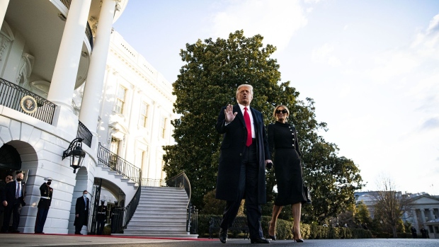 Donald Trump and Melania Trump depart the White House on Jan. 20.