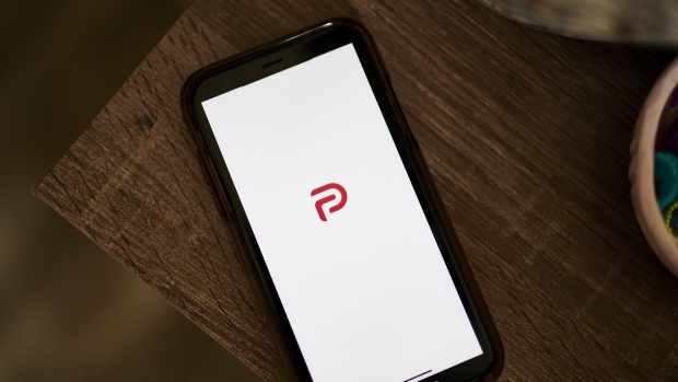 The Parler logo on a smartphone arranged in the Brooklyn borough of New York, U.S., on Friday, Dec. 18, 2020. Parler bills itself as a non-biased social network that protects free speech and user data. John Matze, chief executive officer, says the platform saw great growth during the 2020 election as many conservatives moved away from products like Facebook and Twitter.