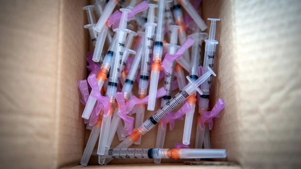 Doses of the Moderna Inc. Covid-19 vaccine at the Delta Health System The Medical Center drive-thru site in Greenville, Mississippi, U.S., on Friday, Jan. 15, 2021. The Mississippi State Department of Health (MSDH) said in a statement Wednesday that its vaccine distribution plan has been “significantly altered in the last few few days — especially in the last 24 hours.” Photographer: Rory Doyle/Bloomberg