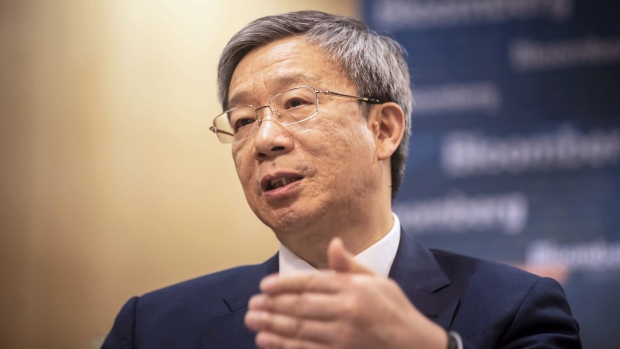 Yi Gang, governor of the People's Bank of China (PBOC), speaks during an interview in Beijing, China, on Friday, June 7, 2019.