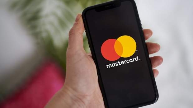 The MasterCard Inc. logo on a smartphone arranged in Saint Thomas, Virgin Islands, United States, on Friday, Jan. 22, 2021. Mastercard Inc. is scheduled to release earnings figures on January 28.