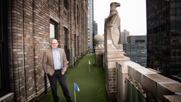 Hans Humes, chief executive officer of Greylock Capital Management LLC, stands for a photograph on a putting green outside his office in New York, U.S., on Friday, Dec. 13, 2019. Some foreign investors are worried by Argentina Economy Minister Martin Guzman's lack of political experience and by his "heterodox" views, said Humes, but thinks those views are misplaced.