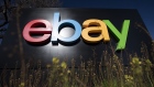 EBay Inc. signage is displayed at the entrance to the company's headquarters in San Jose, California.