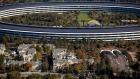 The Apple Park campus stands in this aerial photograph taken above Cupertino, California, U.S., on Wednesday, Oct. 23, 2019. Apple Inc. will report its fourth-quarter results next week, and based on the average analyst price target for the stock, Wall Street is feeling increasingly optimistic about the iPhone maker's prospects.