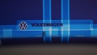 A Volkswagen logo sits on an electric vehicle charging station at the Volkswagen AG electric automobile factory in Zwickau, Germany, on Friday, Sept. 18, 2020. Volkswagen is setting a high bar for the first electric vehicle it will build around the globe. Photographer: Krisztian Bocsi/Bloomberg