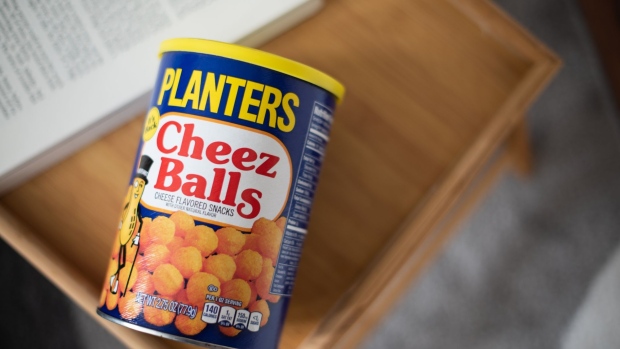 Planters Cheez Balls arranged in Hastings-On-Hudson, New York, U.S., on Wednesday, Feb. 3, 2021. Kraft Heinz Co. is nearing a deal to sell its Planters snack business to Skippy peanut butter owner Hormel Foods Corp., according to people familiar with the matter. Photographer: Tiffany Hagler-Geard/Bloomberg
