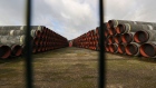 Sections of Nord Stream 2 pipes at the Baltic port of Mukran on the island of Ruegen in Sassnitz, Germany, on Wednesday, Nov. 4, 2020. Chancellor Angela Merkel’s district on the Baltic coast was the site of the last major Soviet military project in communist East Germany and is now at the center of a deepening rift between Cold War allies. Photograph: Alex Kraus/Bloomberg Photographer: Alex Kraus/Bloomberg