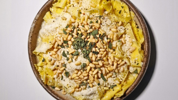Pasta with sage, butter and pine nuts as prepared by the author. Photographer: Richard Vines/Bloomberg