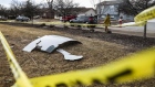 Pieces of an airplane engine from Flight 328 scattered in a Colorado neighborhood on Feb. 20.