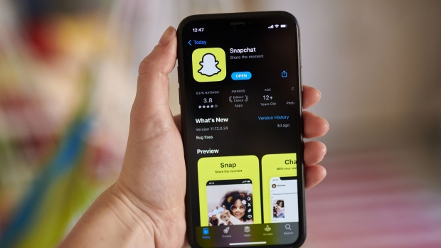 The Snapchat application on a smartphone arranged in Saint Thomas, Virgin Islands, U.S., on Friday, Jan. 29, 2021. Snap Inc. is scheduled to release earnings figures on February 4. Photographer: Gabby Jones/Bloomberg