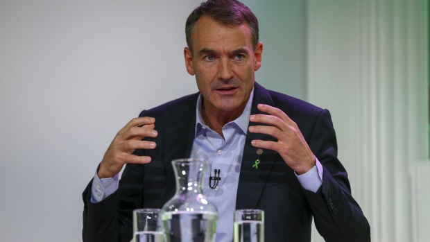 Bernard Looney, chief executive officer of BP Plc, gestures during a questions and answers session following a news conference in London, U.K., on Wednesday, Feb. 12, 2020. BP Plc's new boss set out the boldest climate plan of any major oil company, pledging to eliminate almost all of the carbon emissions from its operations and the fuel it sells to customers.