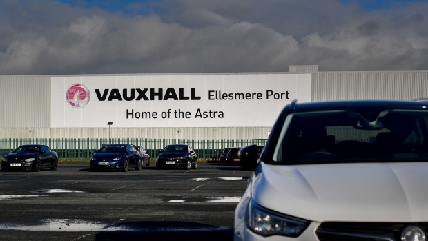 The parking lot outside the Vauxhall plant in Ellesmere Port, U.K. Photographer: Anthony Devlin/Bloomberg