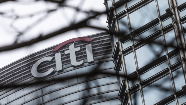 The Citigroup Inc. logo is displayed atop the Champion Tower in Hong Kong, China, on Saturday, March 23, 2019. Citigroup, the global investment bank with a major presence in Asia, has ousted eight equities traders in Hong Kong and suspended three others after a sweeping internal investigation into its dealings with some clients, people familiar with the matter said. Photographer: Justin Chin/Bloomberg