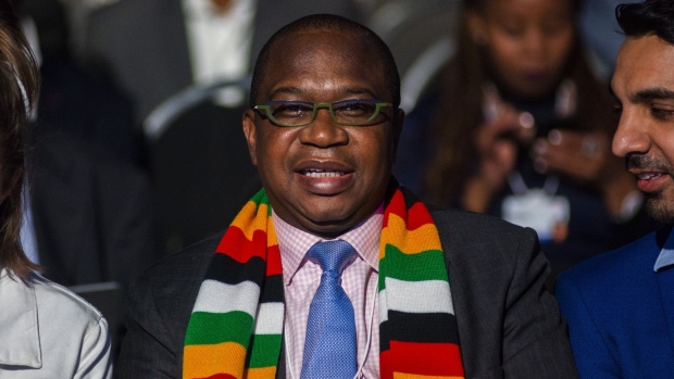 Mthuli Ncube, Zimbabwe's finance minister, sits in the audience during a plenary session on day two of the 28th World Economic Forum (WEF) on Africa in Cape Town, South Africa, on Thursday, Sept. 5, 2019.
