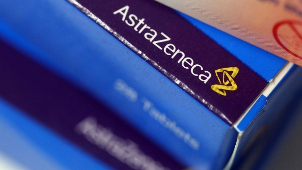 The AstraZeneca Plc logo sits on a packet of tablets on a pharmacy counter in this arranged photograph in London, U.K., on Thursday, Dec. 29, 2016. The rapid pace of innovation among drugmakers may continue to be overshadowed by broader investment themes, such as the switch away from defensive stocks into more cyclical industries, during 2017, according to Bloomberg Intelligence. Photographer: Chris Ratcliffe/Bloomberg