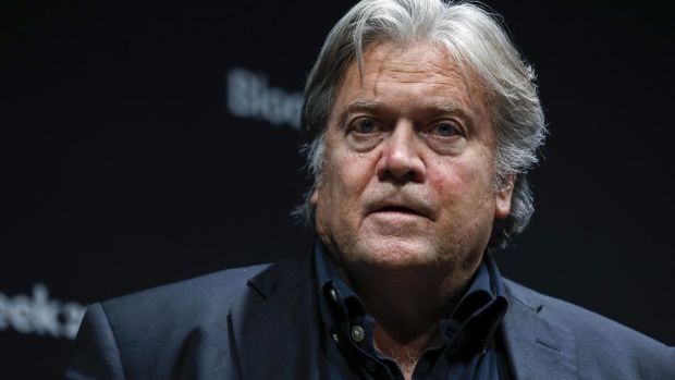 Steve Bannon, former chairman of Breitbart News Network LLC and former Trump political strategist, speaks during an interview at the Bloomberg Invest London event at Bloomberg's European headquarters in London, U.K., on Wednesday, Oct. 10, 2018. With the help of strategists including Bannon, who helped upend the U.S. political order before falling out with U.S. President Donald Trump, European populists are discussing ways to gain a bigger foothold for their policies ahead of the election.