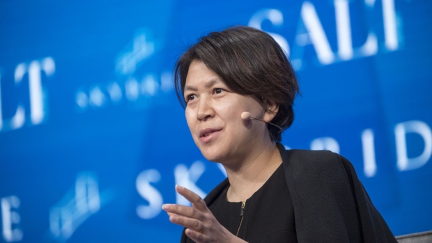 Haiying Zhao, chief risk officer of China Investment Corp., speaks during the Skybridge Alternatives (SALT) conference in Las Vegas, Nevada, U.S., on Wednesday, May 17, 2017. The SALT Conference facilitates balanced discussions and debates on macro-economic trends, geo-political events and alternative investment opportunities for the year ahead.
