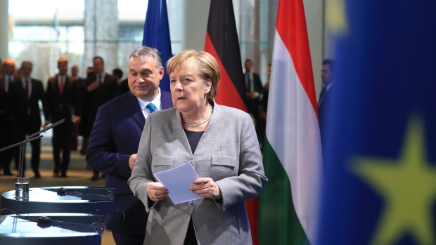 Angela Merkel and Viktor Orban at the Chancellery in Berlin, last year.