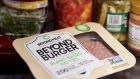 A package of Beyond Meat burger patties arranged in the Brooklyn borough of New York, U.S., on Friday, Nov. 6, 2020. Beyond Meat Inc. has been able to shift to greater sales at retail outlets as the coronavirus pandemic affected restaurant sales, though the split between retail and foodservice may not rebalance until at least mid-2021. Photographer: Gabby Jones/Bloomberg