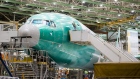 A Boeing Co. 777X airplane sits on the assembly floor at at the company's facility in Everett, Washington, U.S., on Wednesday, March 6, 2020.