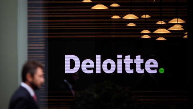 Deloitte signage. Photographer: Jack Taylor/Getty Images Europe