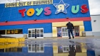 A shopper walks towards the entrance of a Toys R Us Inc. retail store in Frederick, Maryland, U.S., on Monday, April 16, 2018. Billionaire Isaac Larian, the toy marketer whose lineup includes Little Tikes and Bratz dolls, offered to save part of Toys "R" Us from liquidation with an almost $900 million bid for stores in the U.S. and Canada. Photographer: Andrew Harrer/Bloomberg