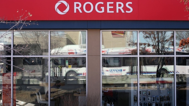 A Rogers store in Winnipeg, Manitoba, Canada, on Monday, March 15, 2021. Rogers Communications Inc. agreed to buy rival Shaw Communications Inc. in a C$20 billion ($16 billion) deal that would unite Canada's two largest cable providers and shake up its wireless industry.