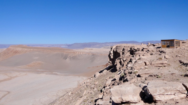 MARKET ONE - Stone cliff in Atacama salt desert landscape, Chile.