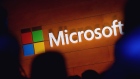 NEW YORK, NY - MAY 2: The Microsoft logo is illuminated on a wall during a Microsoft launch event to introduce the new Microsoft Surface laptop and Windows 10 S operating system, May 2, 2017 in New York City. The Windows 10 S operating system is geared toward the education market and is Microsoft's answer to Google's Chrome OS. (Photo by Drew Angerer/Getty Images) Photographer: Drew Angerer/Getty Images North America