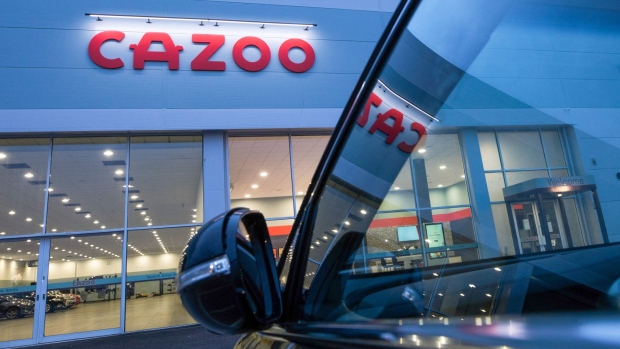 A sign above the Cazoo Ltd. customer centre in Southampton, U.K., on Thursday, March 18, 2021. Cazoo Ltd., the British online used car platform backed by some of the world’s best-known investors, is weighing plans for an initial public offering in London, according to people familiar with the matter.
