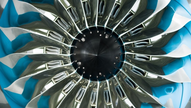 A model of a Silvercrest business jet engine inside the Safran SA plant in Villaroche, France, on Monday, March 15, 2021. Safran has signed a EU500 million loan agreement with the European Investment Bank to finance research on future aircraft propulsion systems. Photographer: Nathan Laine/Bloomberg