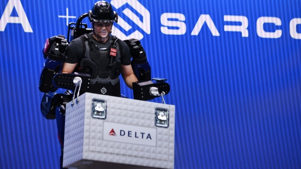 The Sarcos Robotics Guardian XO exoskeleton demonstrated at CES 2020 in Las Vegas.
