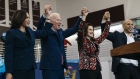 Gretchen Whitmer with Biden and Vice President Kamala Harris during their campaing in Michigan last year.