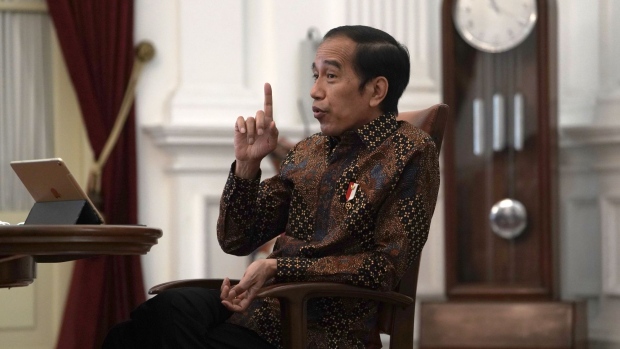 Joko Widodo at Presidential Palace in Jakarta, on April 7. Photographer: Dimas Ardian/Bloomberg
