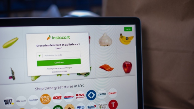 The Instacart website on a laptop computer arranged in Hastings-on-Hudson, New York.