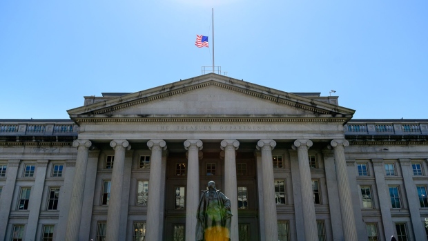 The U.S. Treasury building in Washington, D.C., U.S., on Friday, March 26, 2021. Treasury yields yesterday briefly climbed to session highs after a weak auction echoed a disastrous sale last month that helped push yields to a higher plane.