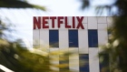 LOS ANGELES, CALIFORNIA - MAY 29: The Netflix logo is displayed at Netflix offices on Sunset Boulevard on May 29, 2019 in Los Angeles, California. Netflix chief content officer Ted Sarandos said the company will reconsider their 'entire investment' in Georgia if a strict new abortion law is not overturned in the state. According to state data, the film industry in Georgia contributed $2.7 billion in direct spending while supporting 92,000 local jobs. (Photo by Mario Tama/Getty Images) Photographer: Mario Tama/Getty Images North America