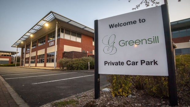 A private parking sign at the Greensill Capital (U.K.) Ltd. offices in the Daresbury Park business estate near Warrington, U.K., on Thursday, April 15, 2021. Critics have accused the ruling Conservative party of "sleaze" and called for an overhaul of the U.K.'s lobbying rules after it emerged former premier David Cameron lobbied ministers on behalf of the now insolvent finance firm Greensill Capital. Photographer: Anthony Devlin/Bloomberg
