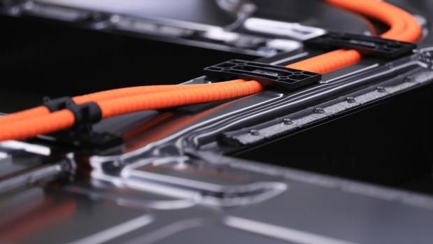 Cables and a motor under the hood of a Hyundai Kona electric sport utility vehicle (SUV) on the assembly line at the Hyundai Motor Co. plant in Nosovice, Czech Republic, on Wednesday, April 7, 2021. With Europe expected to lead the world in electric-car sales for a second straight year, an epic rush to build a battery-supply chain from scratch is playing out across the continent. Photographer: Milan Jaros/Bloomberg