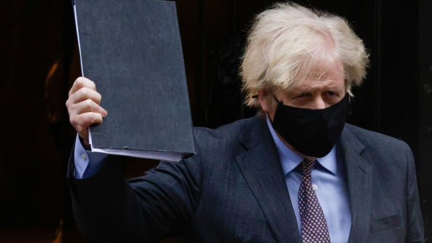 Boris Johnson outside number 10 Downing Street in London. Photographer: Jason Alden/Bloomberg